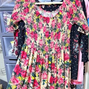 NATURAL LIFE Pink and Green Floral Dress